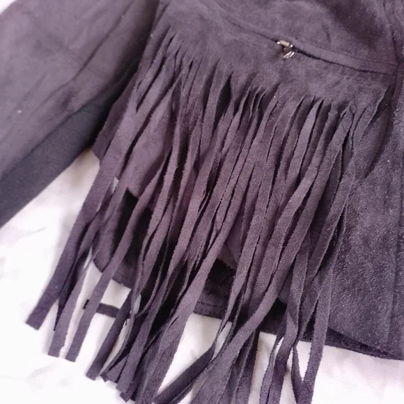 Fringe Suede Moto Jacket - Dark Brown DESIGN LAB LORD & TAYLOR - Picture 4 of 10